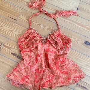 Y2K Silk Halter Top